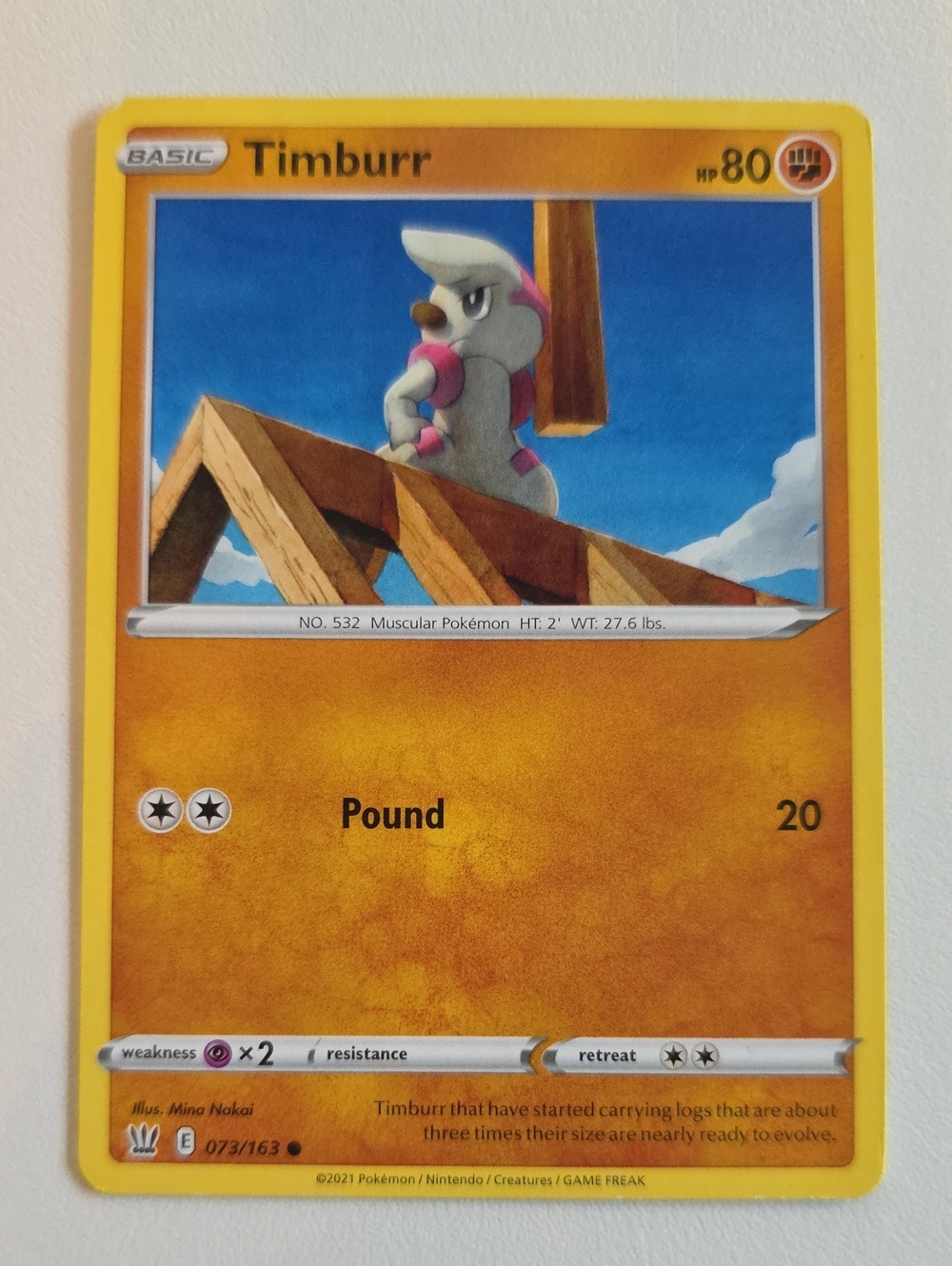 Pokemon Timburr Trading Card
